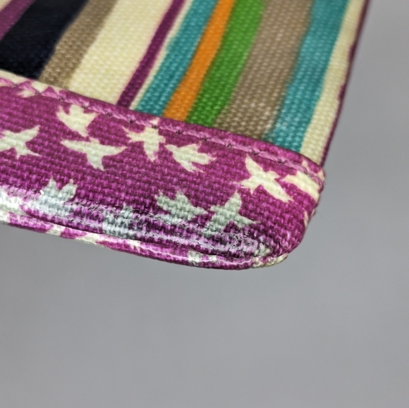 Fossil Purse/Wallet Woman Line Print Purple Canvas / PVC Zip Closer Pre-loved - Picture 6 of 6